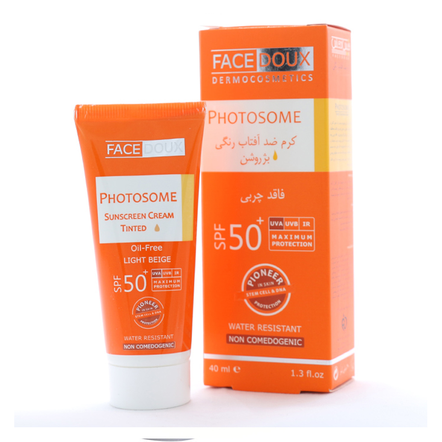 کرم ضد آفتاب رنگی SPF30فاقد چربی بژ روشن فیس دوکس